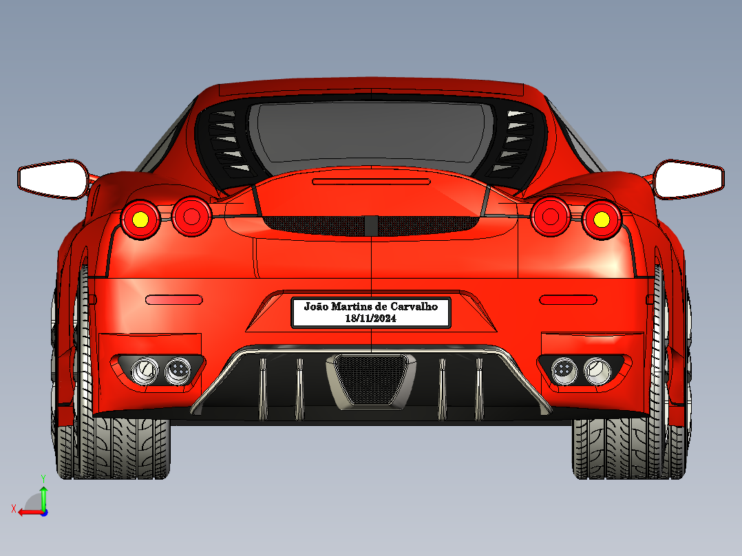 高性能跑车后视图