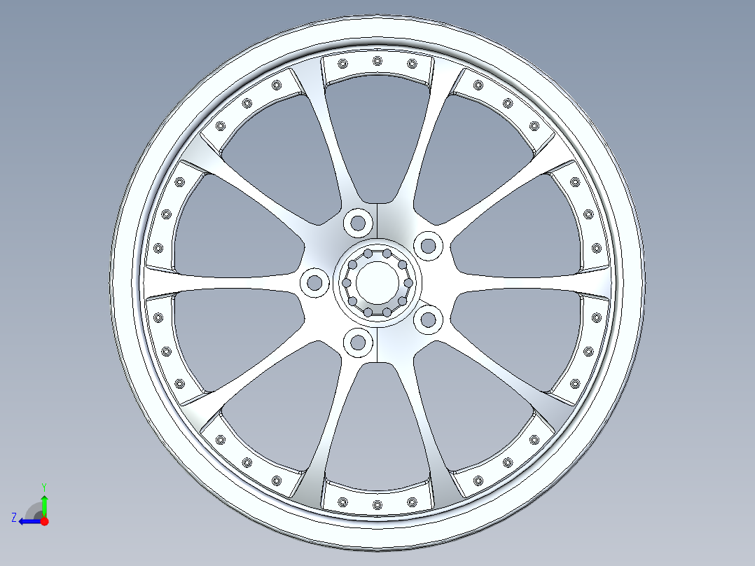 solidworks 汽车轮胎的轮辋右视图
