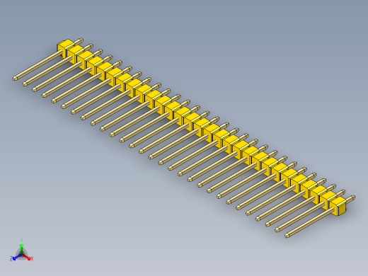 彩色公头100mil（2.54mm）系列-DS1021_yellow_1x29p_100mil_Type5_rev1.0正等轴测缩略图