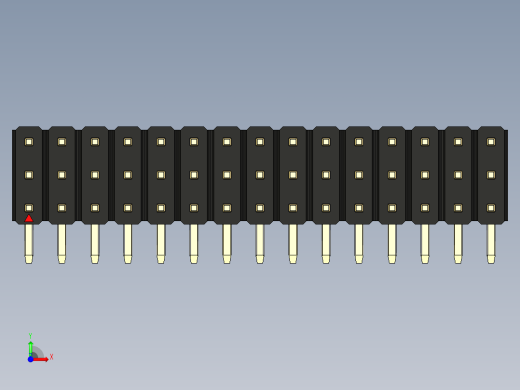 彩色公排针 100mil 2.54mm 系列-DS1022_black_3x15p_100mil_TypeD_rev1.0前视缩略图