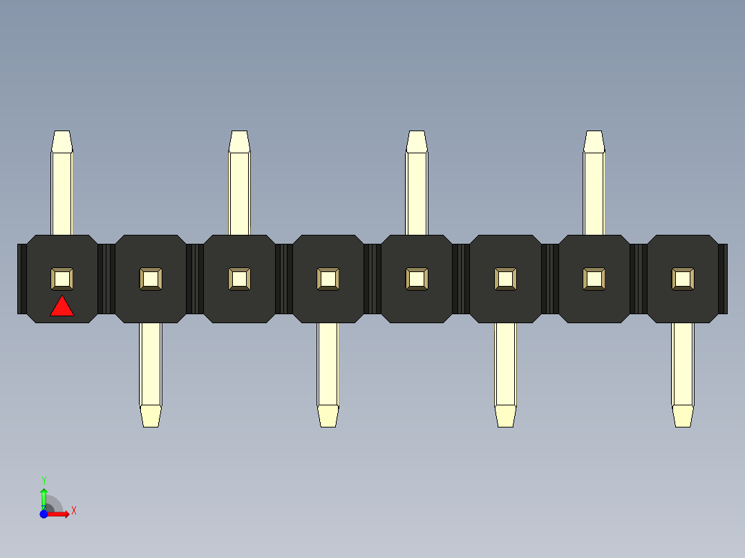 彩色公排针 100mil 2.54mm 系列-DS1022_black_08p_100mil_Type_SMT_R1_rev1.0前视图