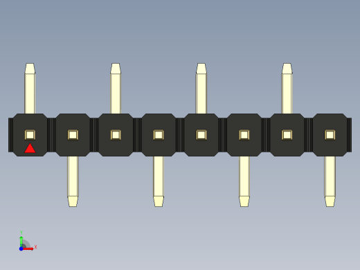 彩色公排针 100mil 2.54mm 系列-DS1022_black_08p_100mil_Type_SMT_R1_rev1.0前视缩略图