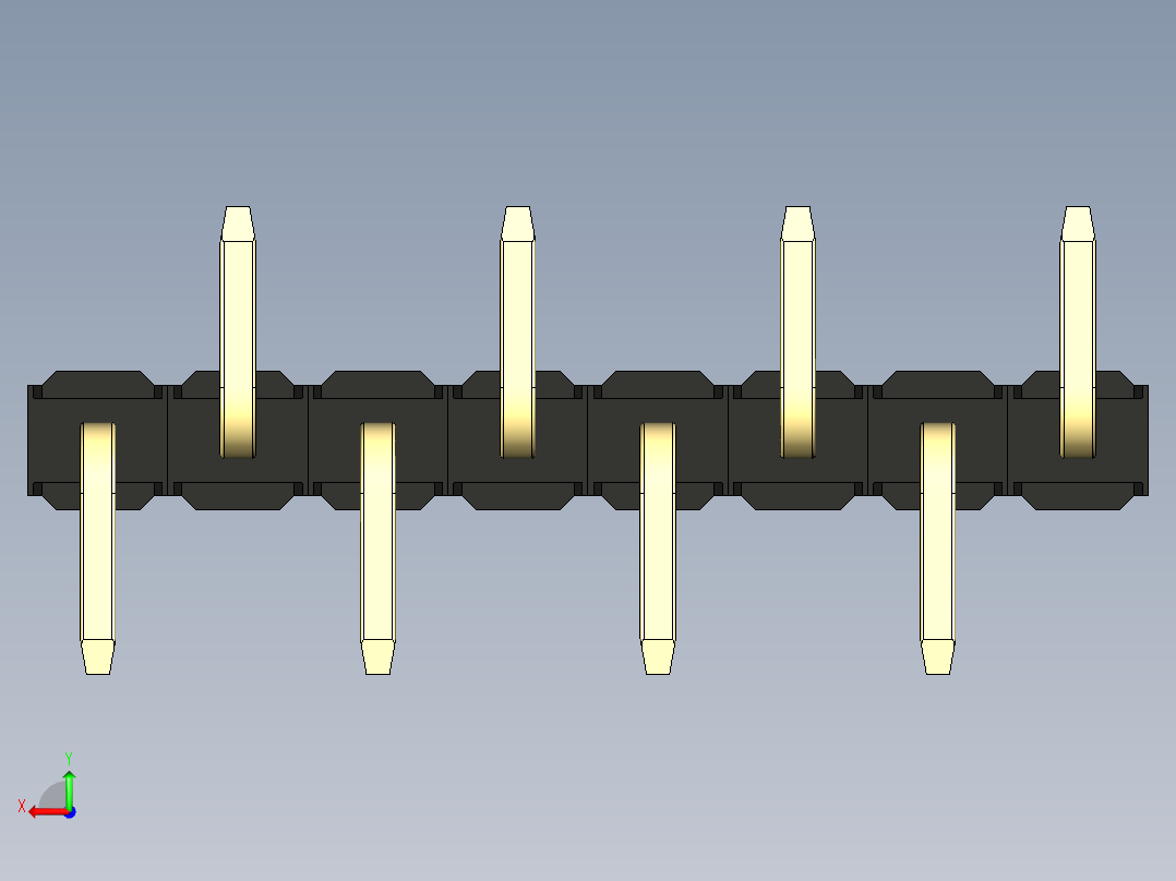 彩色公排针 100mil 2.54mm 系列-DS1022_black_08p_100mil_Type_SMT_R1_rev1.0后视图