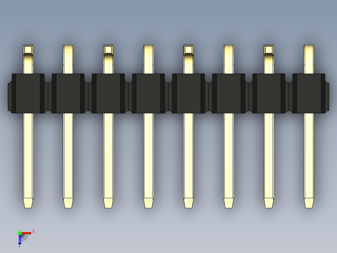 彩色公排针 100mil 2.54mm 系列-DS1022_black_08p_100mil_Type_SMT_R1_rev1.0俯视图