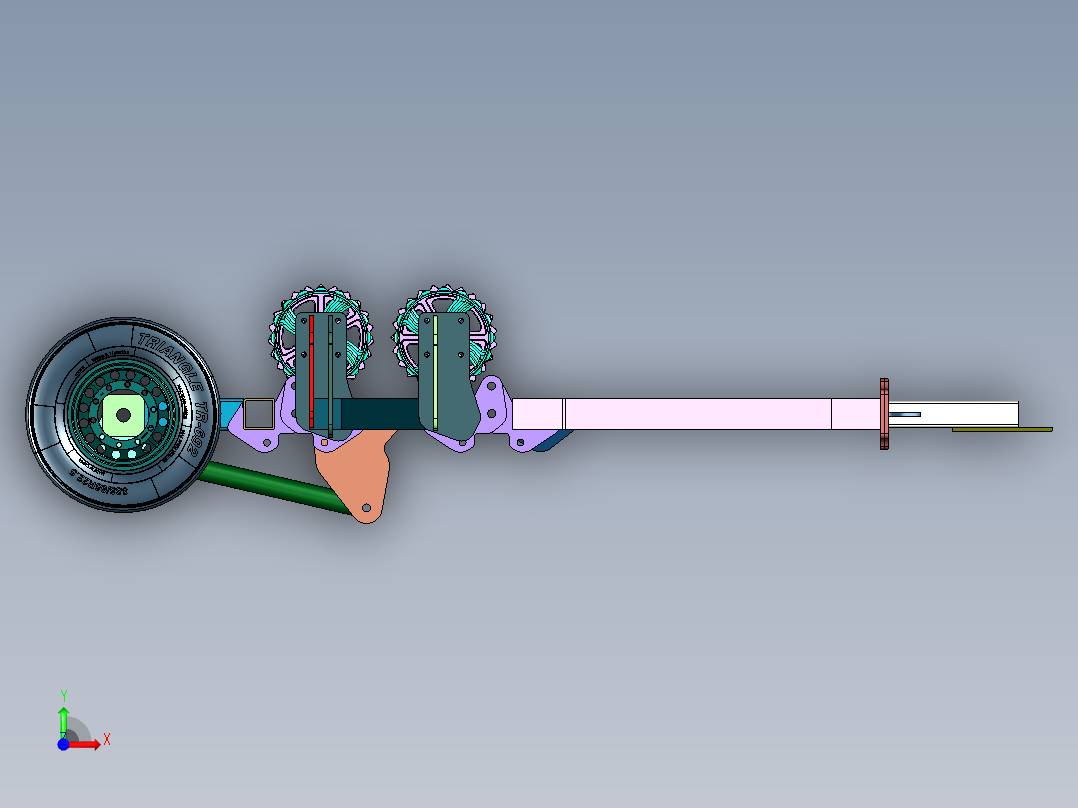 动力牵引滚筒耕地机前视图