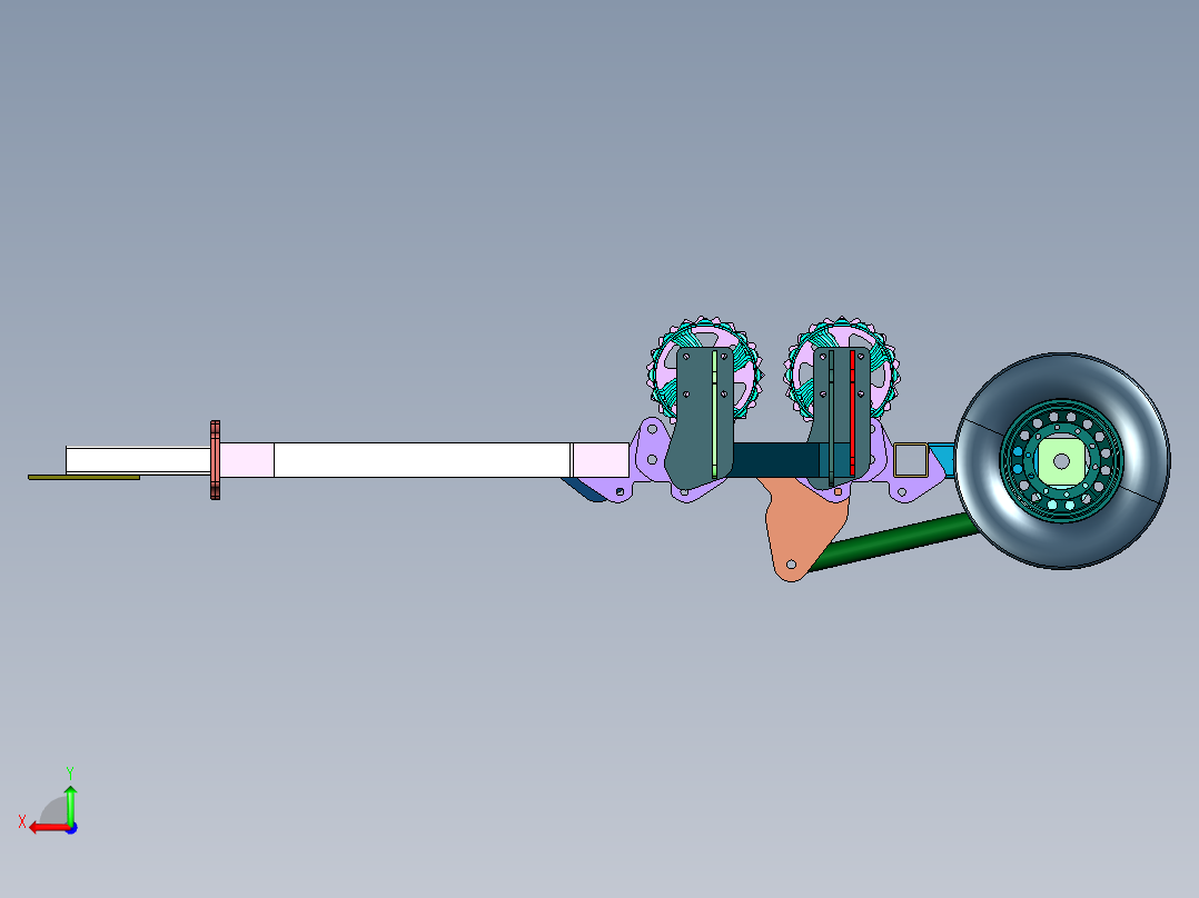 动力牵引滚筒耕地机后视图