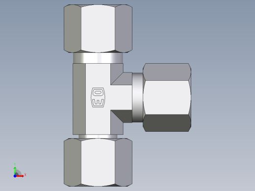 卡套式工业通用硬管接头EO_Swivel_nut_run_tee_EL10L71前视缩略图