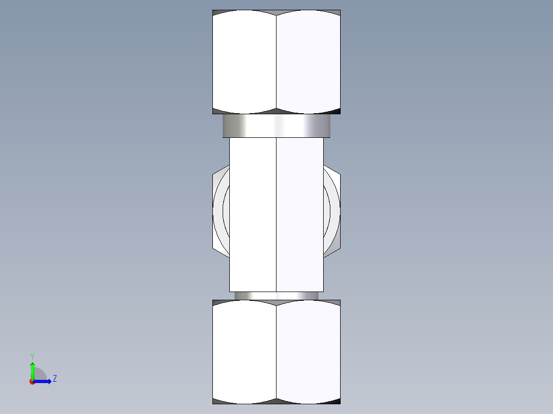 卡套式工业通用硬管接头EO_Swivel_nut_run_tee_EL10L71左视图