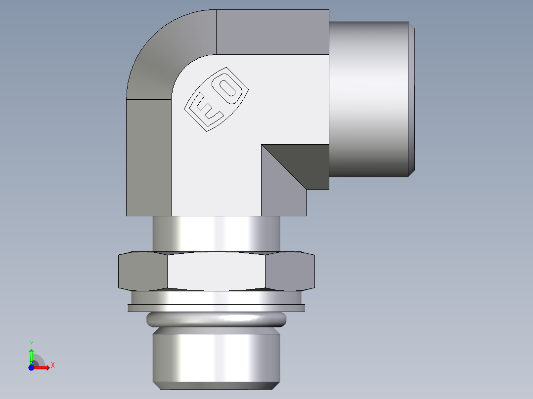 卡套式工业通用硬管接头EO_Adjustable_Locknut_elbow_WEE15LMOROMDCF前视图