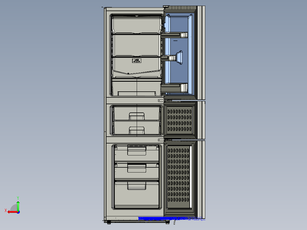 冰箱详细（含内部结构）后视图