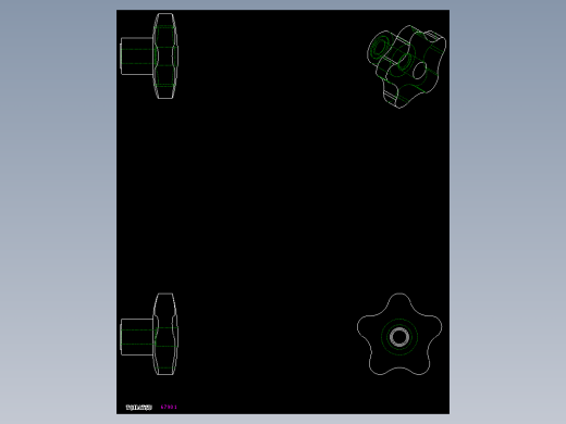 星型把手VC.254-2D多系列多零件图纸模型