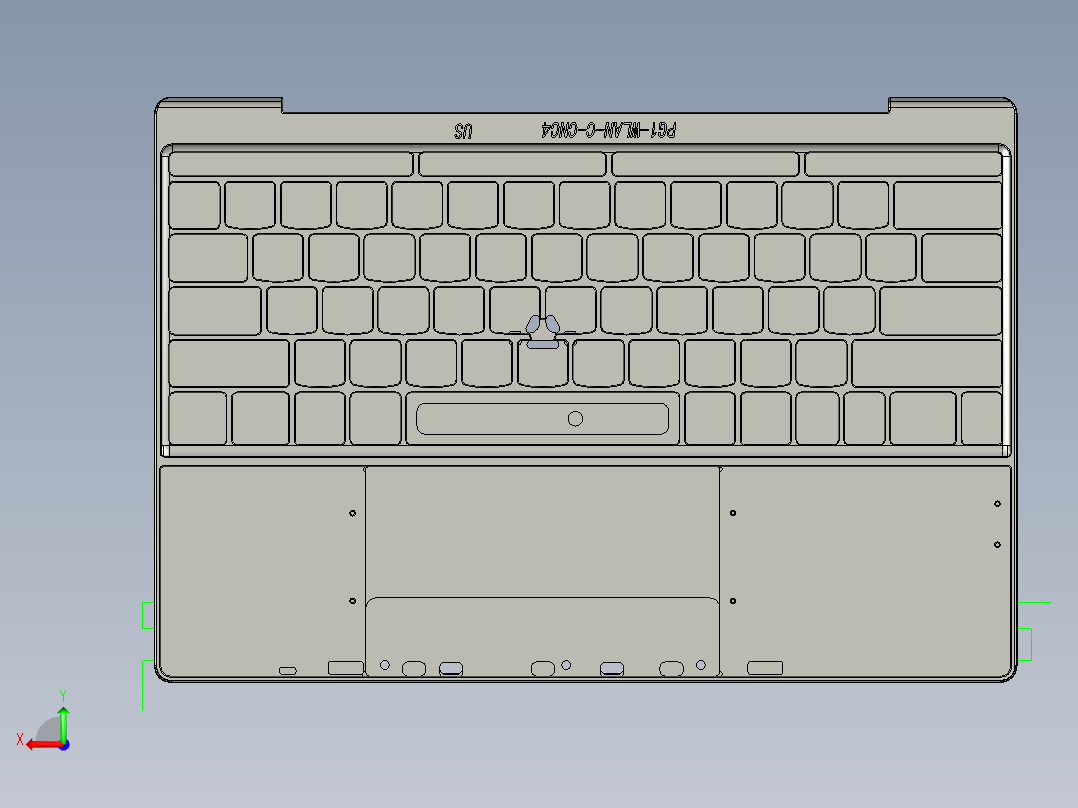 笔记本C壳精铣内腔程序模型后视图