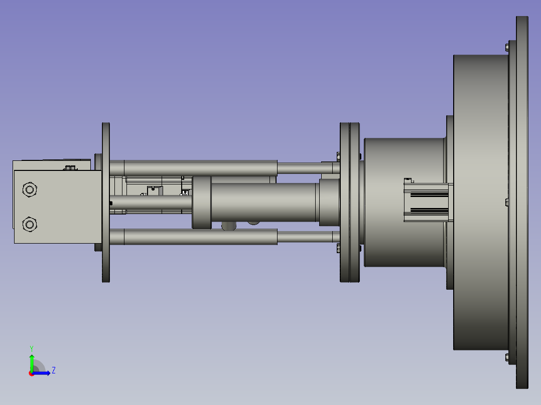 适用于工件搬运的圆柱坐标机械手左视图