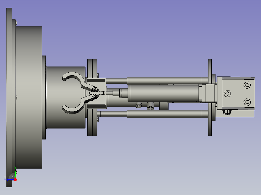 适用于工件搬运的圆柱坐标机械手右视图