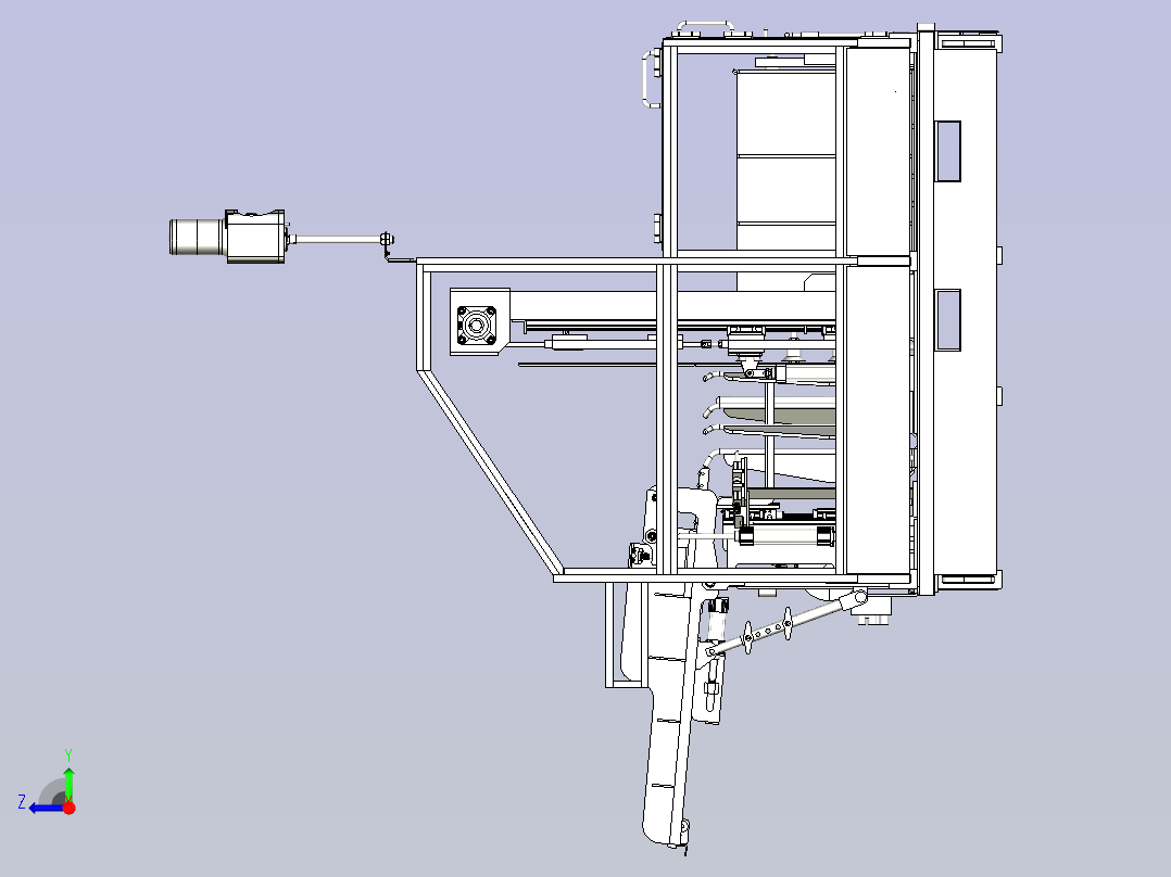 一款升降式滚轮输送机右视图