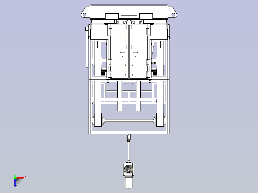 一款升降式滚轮输送机俯视图