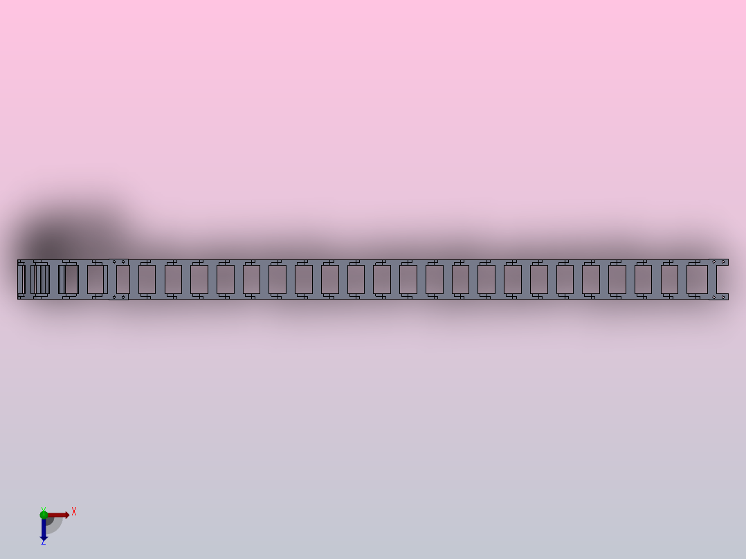 弯曲半径55和75内高25两侧打开型DA桥式拖链[DMD25BDA-25-50-R75-30]俯视图