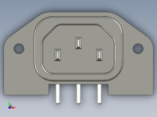 IEC68320 C14 连接器插头用于PCB安装前视缩略图