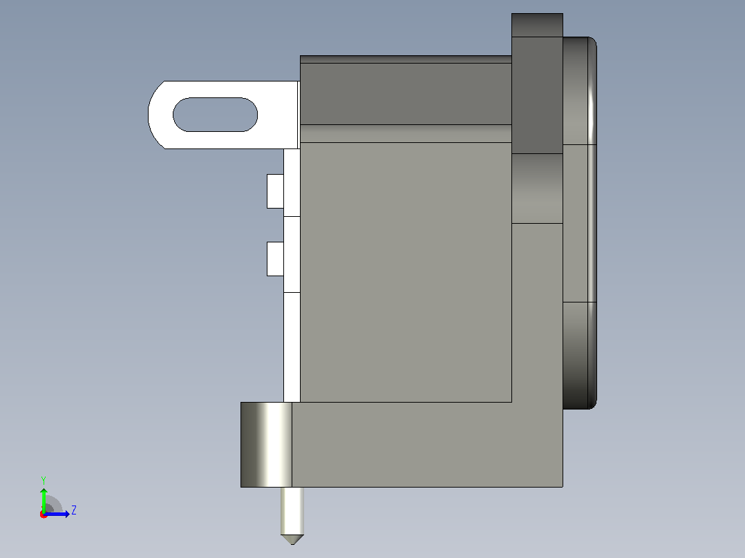 IEC68320 C14 连接器插头用于PCB安装左视图