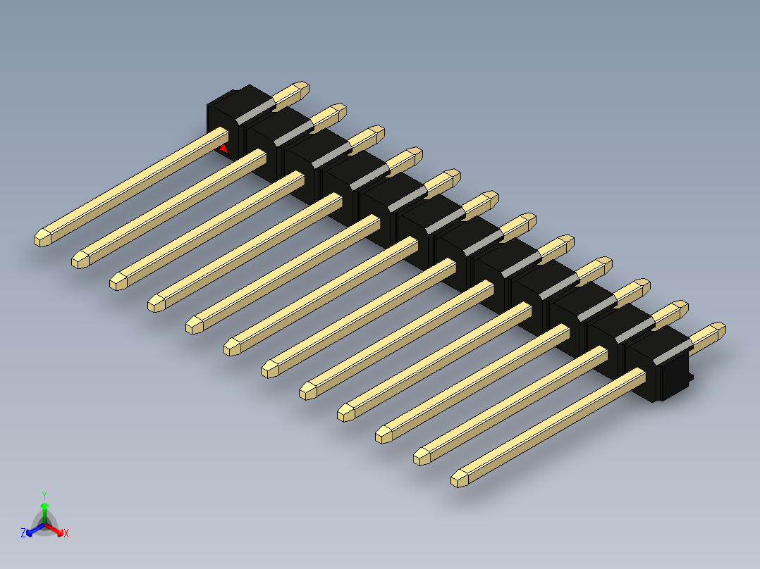 彩色公头100mil（2.54mm）系列-DS1021_black_1x12p_100mil_Type5_rev1.0主视图