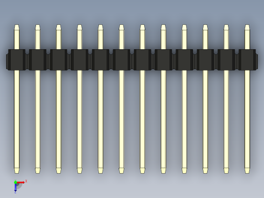 彩色公头100mil（2.54mm）系列-DS1021_black_1x12p_100mil_Type5_rev1.0俯视缩略图