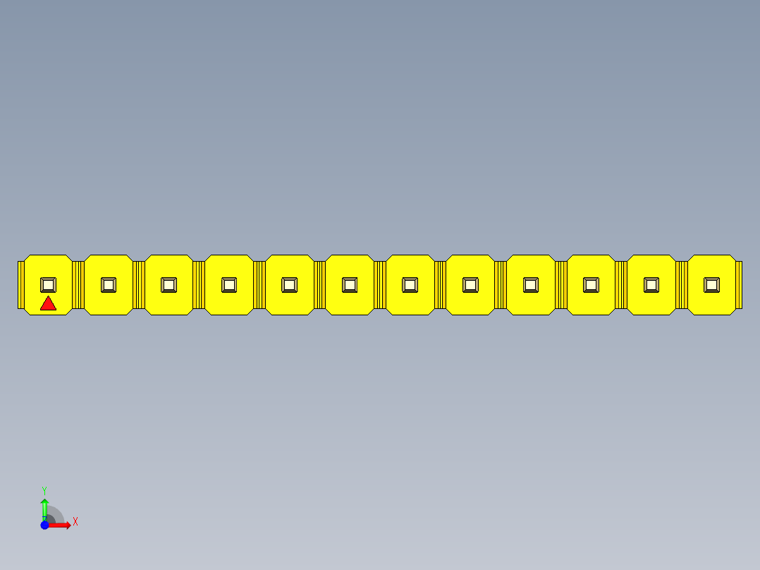 彩色公头100mil（2.54mm）系列-DS1021_yellow_1x12p_100mil_Type5_rev1.0前视图