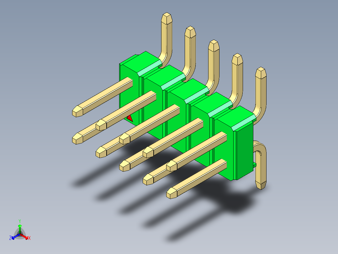 彩色公排针 100mil 2.54mm 系列-DS1022_green_10p_100mil_TypeSMT_rev1.0主视图