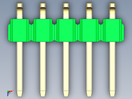 彩色公排针 100mil 2.54mm 系列-DS1022_green_10p_100mil_TypeSMT_rev1.0俯视缩略图