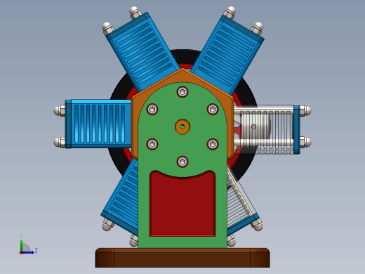 旋转式径向发动机模型左视缩略图