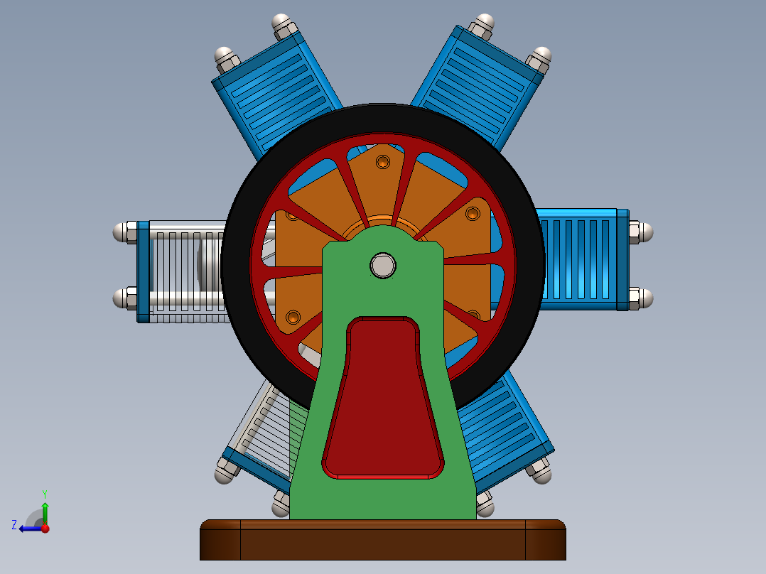 旋转式径向发动机模型右视图