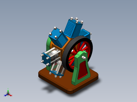 旋转式径向发动机模型正等轴测缩略图