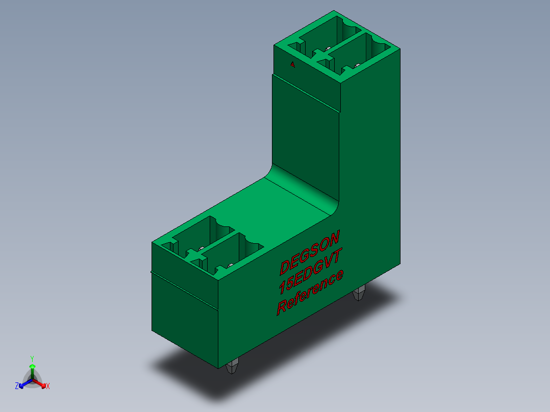 DEGSON 15EDG 系列 3.5mm 插拔式接线端子 FullPack-15EDGVT-3.5-xxP-14-00AH正等轴测图
