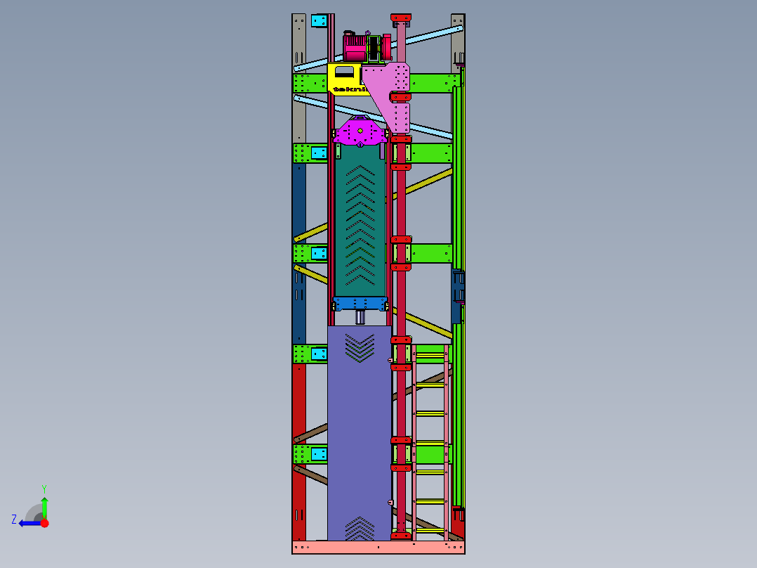 牵引两层电动升降货梯右视图