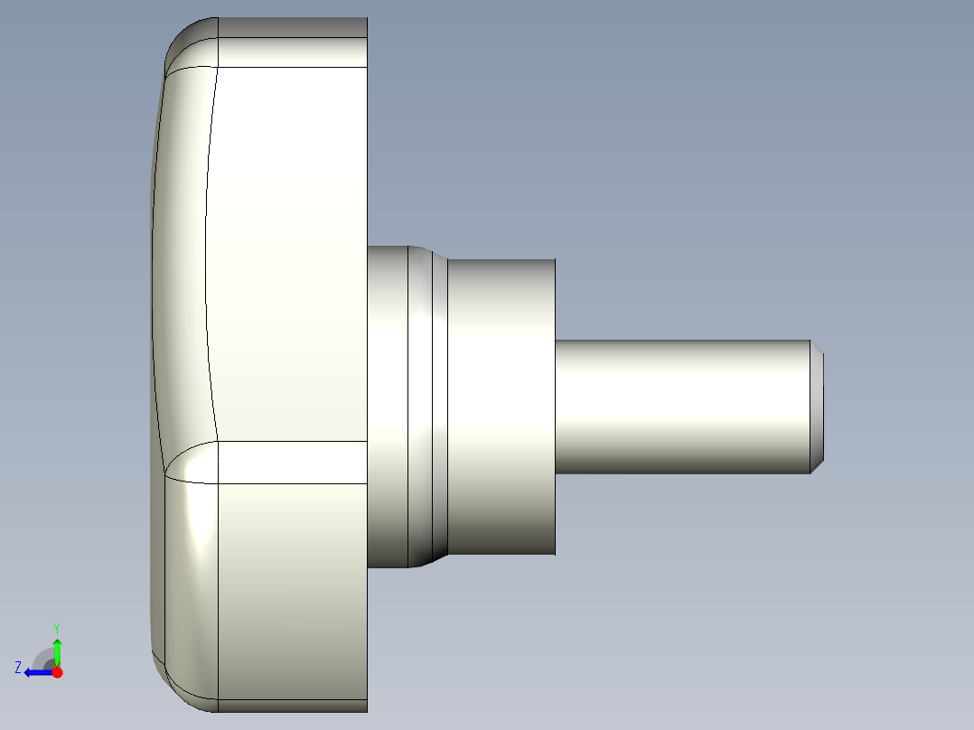 三瓣型把手1077-3D多系列多零件图纸模型右视图