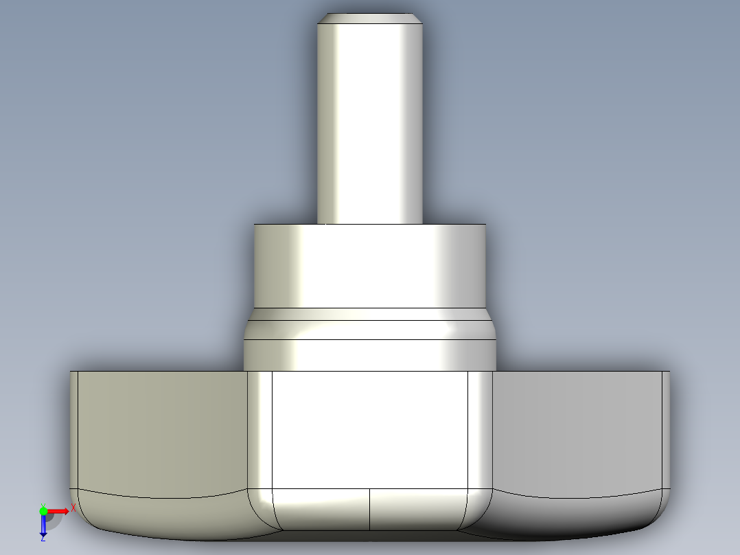 三瓣型把手1077-3D多系列多零件图纸模型俯视图