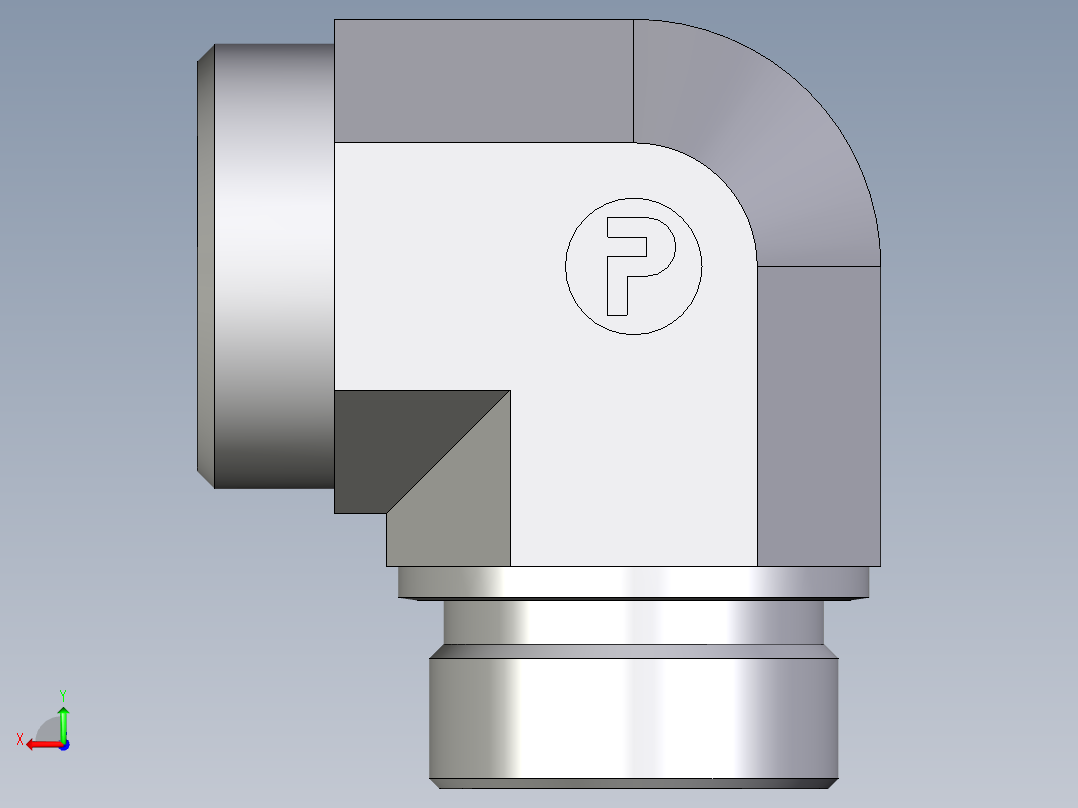 卡套式工业通用硬管接头EO_Male_stud_elbow_WE42LR71X后视图
