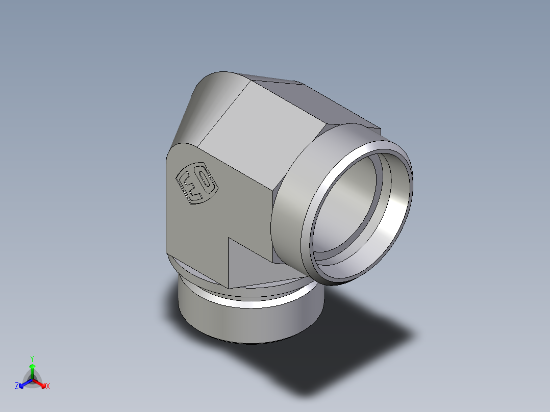 卡套式工业通用硬管接头EO_Male_stud_elbow_WE42LR71X正等轴测图