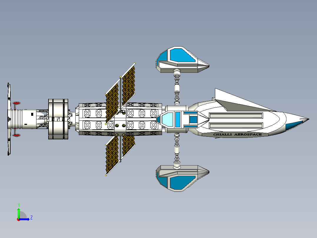 宇宙飞船航天器左视图