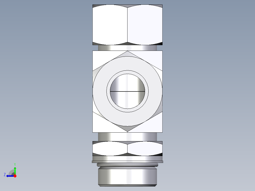 卡套式工业通用硬管接头EO_Adjustable_locknut_run_tee_LEE30ZSMORCF右视图