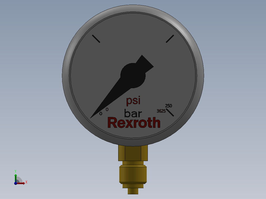 A0003919-压力表 ABZMM 63- 250BARPSI-UV-G范围压力 250 bar，端口连接 G14前视图