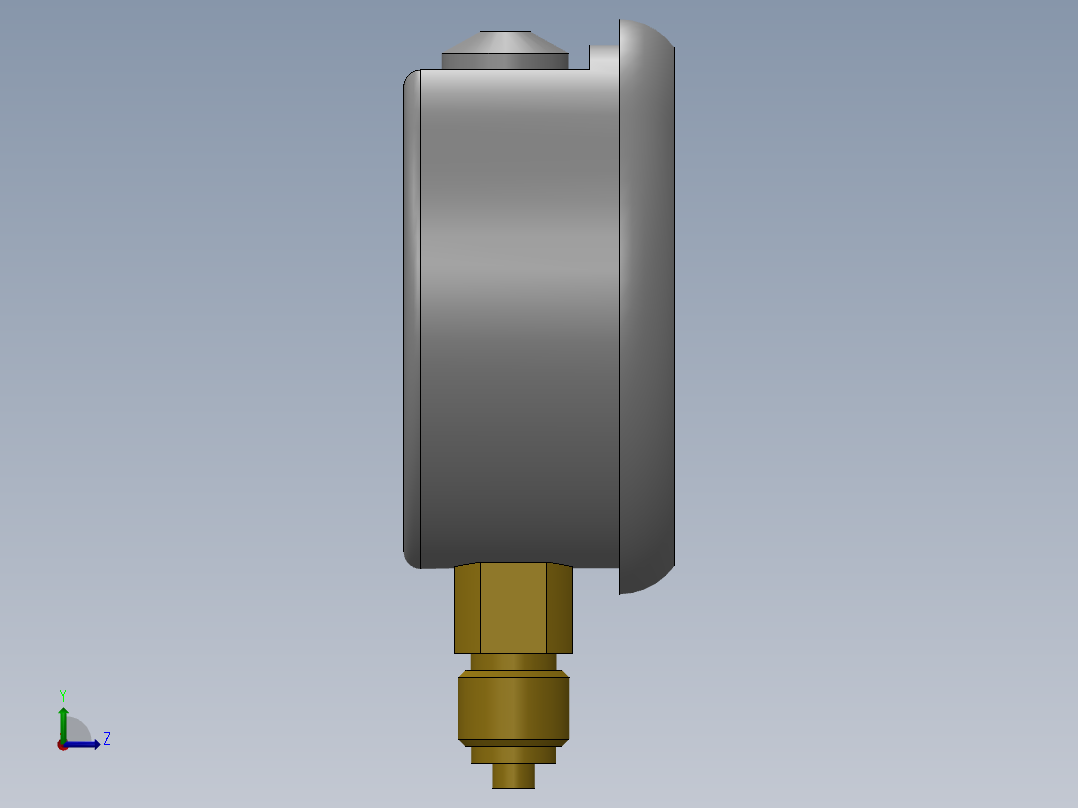 A0003919-压力表 ABZMM 63- 250BARPSI-UV-G范围压力 250 bar，端口连接 G14左视图