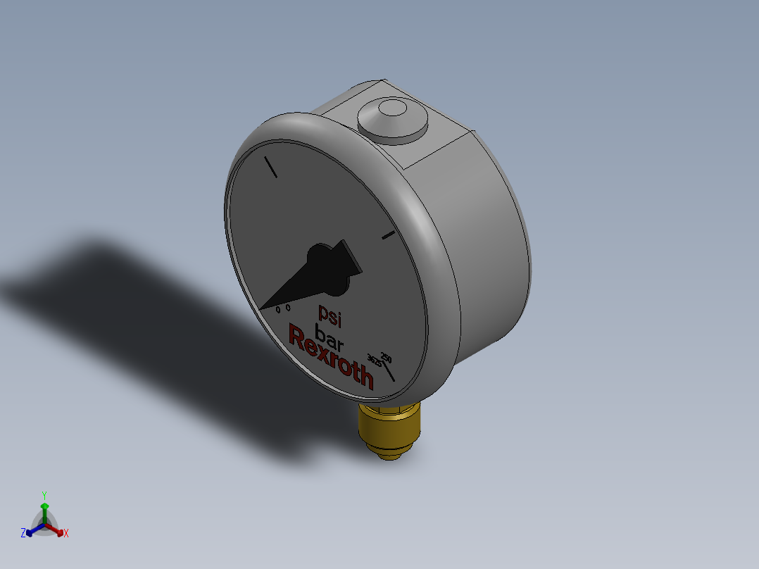 A0003919-压力表 ABZMM 63- 250BARPSI-UV-G范围压力 250 bar，端口连接 G14正等轴测图