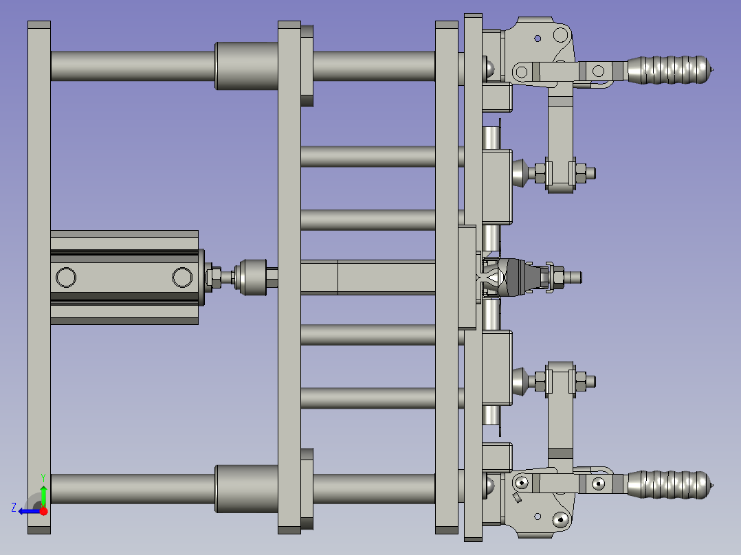 芯包定位夹具上下芯包辅助工位装配体右视图