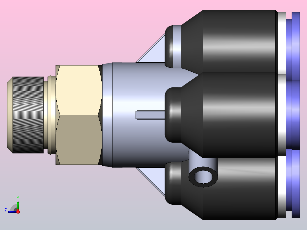 PXT-G Y型螺纹五通-G螺纹_PXT08-G02右视图