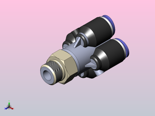 PXT-G Y型螺纹五通-G螺纹_PXT08-G02正等轴测缩略图