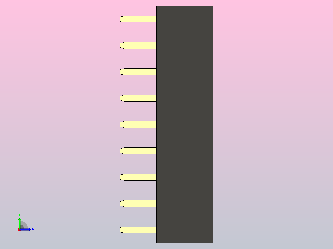 母针头Female_Header_1x9_P2.0_H4.3_straight.step左视图