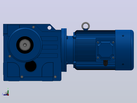 K127底脚轴伸式安装螺旋锥齿轮减速机K127-YV30-4P-31.36-M1-0°-A右视缩略图