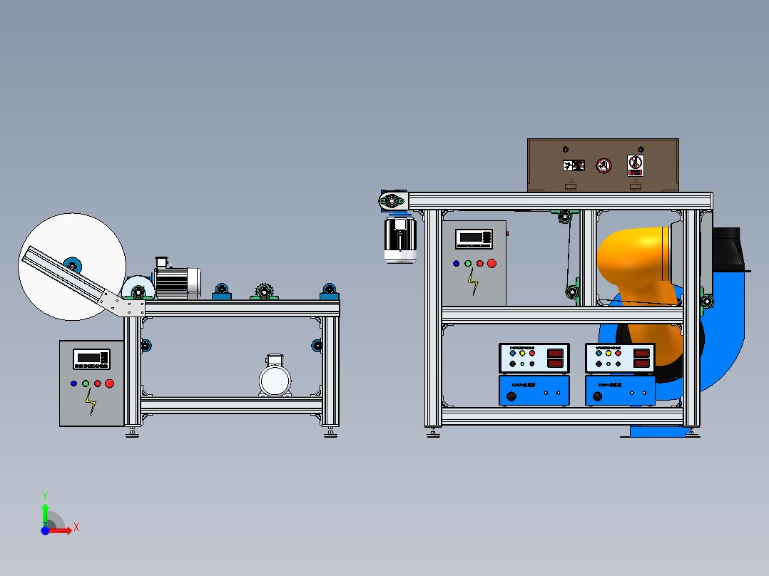 熔喷布驻极流水线sw16可编辑前视图
