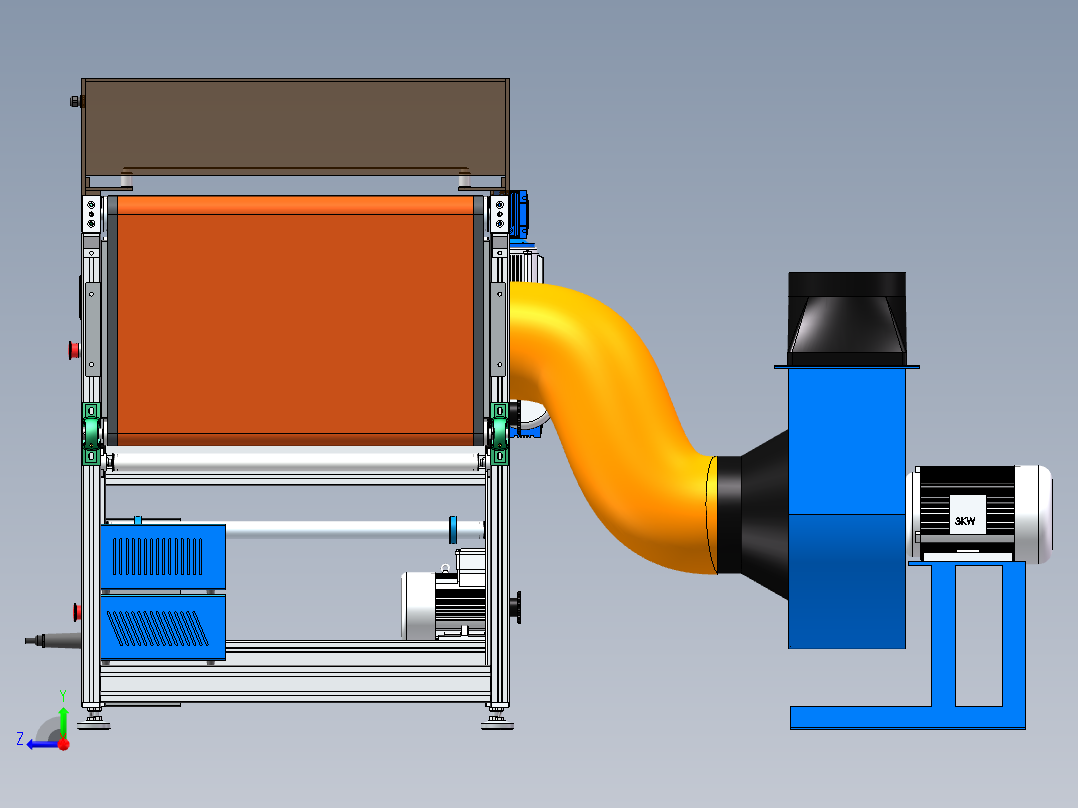 熔喷布驻极流水线sw16可编辑右视图