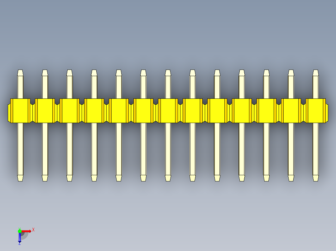 彩色公头100mil（2.54mm）系列-DS1021_yellow_2x13p_100mil_Type1_rev1.0俯视图